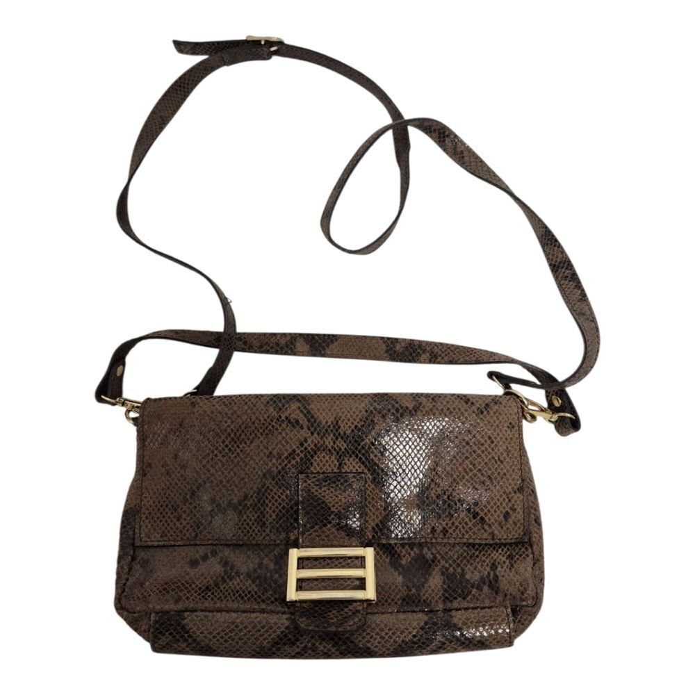 Divina Firenze LEATHER HANDBAG Snakeskin Print Abbi Crossbody Convertible